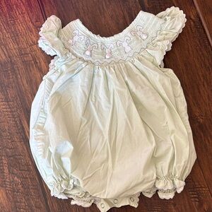 Light Green Baby Romper with Embroidered Detail